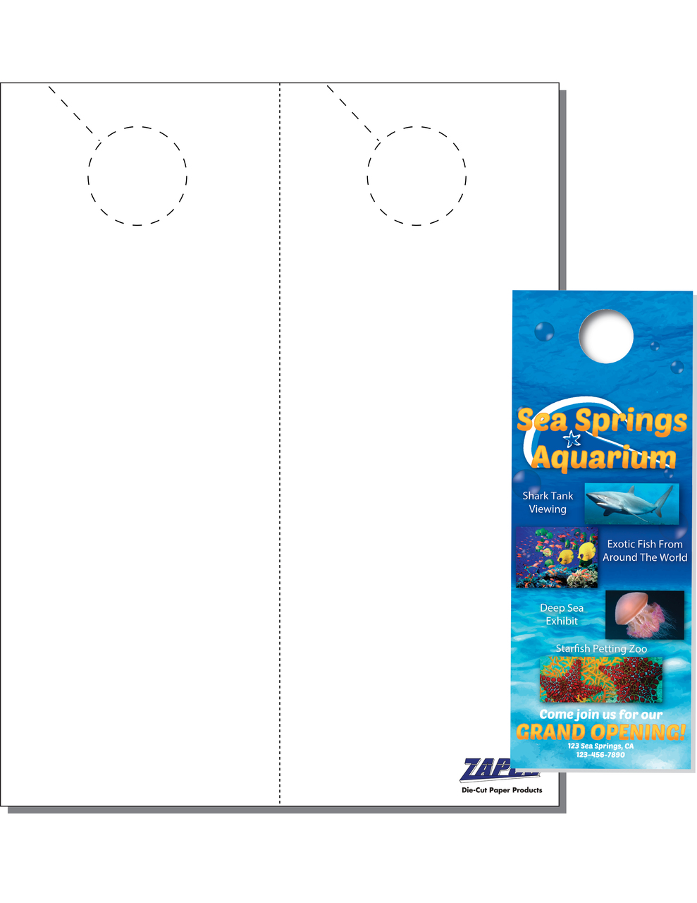 2-UP 4 1/4" X 11" DOOR HANGER PAPER 8 1/2" X 11" SHEET | Zapco