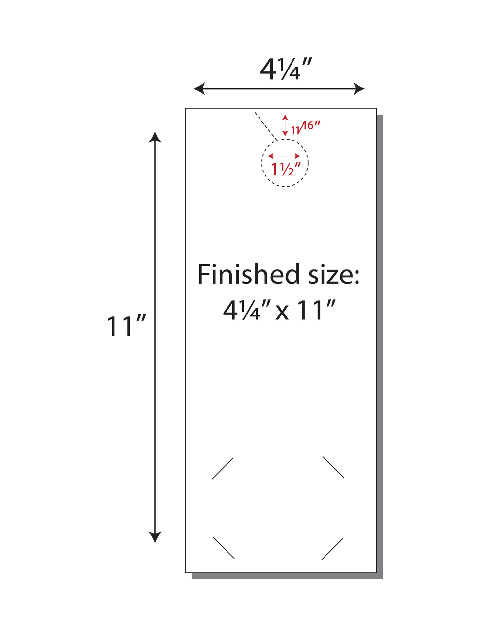 4Up 4 1/4" x 11" Door Hanger Paper with Business Card Slits 11" x 17