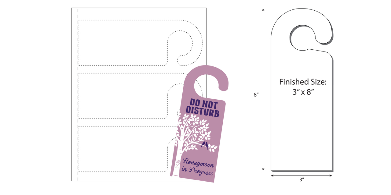 3Up 3" x 8" Arched Door Hanger Paper with Bleeds 8 1/2" x 11" Sheet