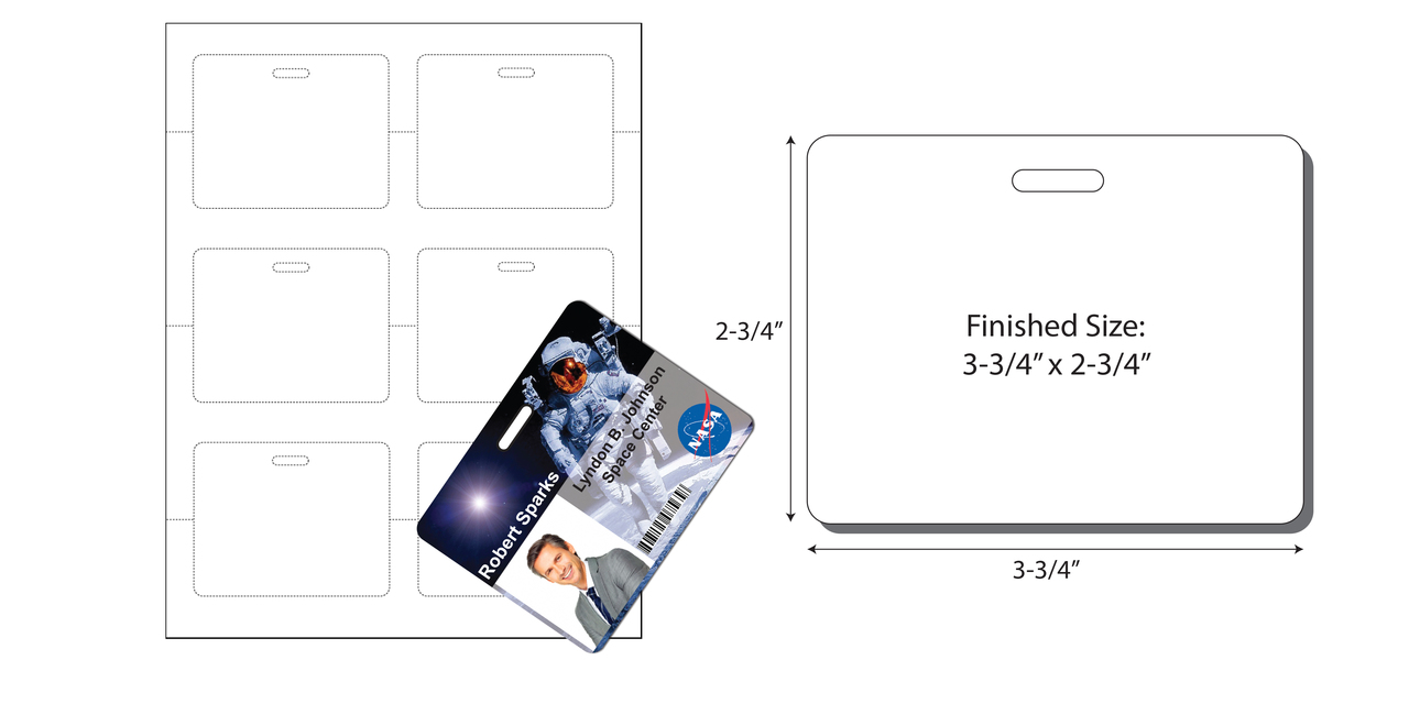 Item NTW4 6Up 3 1/2" x 2 3/4" Name Badge Card 8 1/2" x 11" Sheet(25